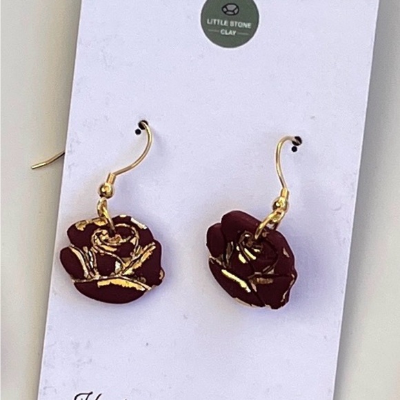 little stone clay Jewelry - Little Stone Clay Rose earrings